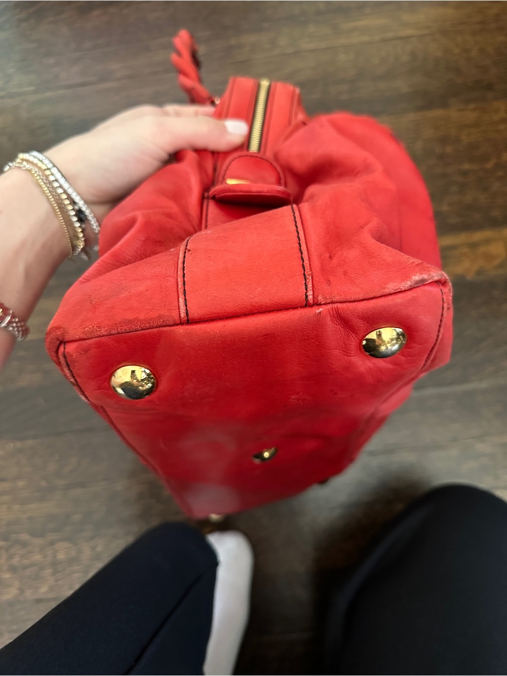 Valentino Braided-Handle Red Woven Tote - Picture 8 of 12